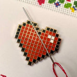 Cross Stitched Heart Needle Minder